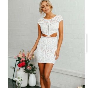 White lace cut out dress by hello molly size M